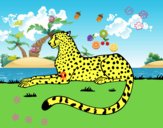 Coloring page Cheetah resting painted bySai_2012