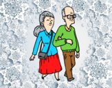 Coloring page Grandparents couple painted byAnia