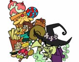 Coloring page Gretel and the witch painted byLeigh