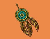 Coloring page Indian dreamcatcher painted byLeigh
