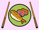 Coloring page Plate of Sushi painted bySunflower