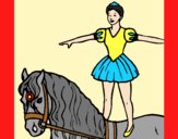 Coloring page Trapeze artist on a horse painted byAnia
