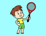 Coloring page Boy with racket painted byAnia