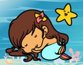 Coloring page Little mermaid chibi sleeping painted bylilnae33