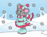 Coloring page Little rat Sheltered at Christmas painted bylilnae33