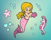 Coloring page Lovely mermaid painted byKitty