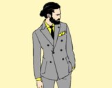 Coloring page Modern boy wearing suit painted byAnia