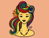 Coloring page Pin-up hairstyle  painted bydhita