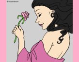 Coloring page Princess with a rose painted byAnia