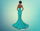 Coloring page Wedding dress with tail painted bylilnae33