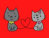 Coloring page Cats in love painted byAnia