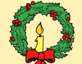 Coloring page Christmas wreath and candle painted byAnia
