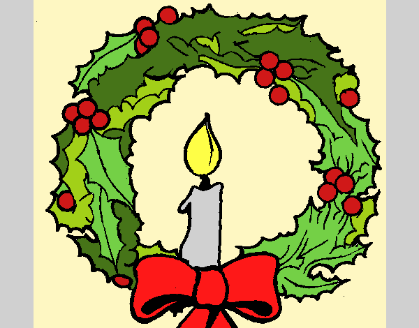 Christmas wreath and candle