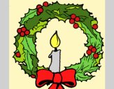 Coloring page Christmas wreath and candle painted byAnia