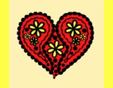 Coloring page Heart of flowers painted byAnia