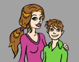 Coloring page Mother and son  painted byAnia