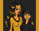Coloring page Mother and son  painted byCherokeeGl