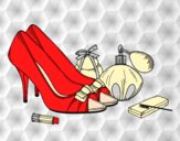 Coloring page Shoes and makeup painted byAnia