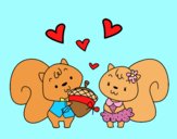 Coloring page Squirrels in love painted byAnia