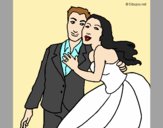 Coloring page The bride and groom painted byAnia