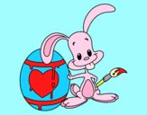 Coloring page Bunny painting one egg painted byAnia
