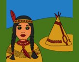 Coloring page Indian and teepee painted byCherokeeGl