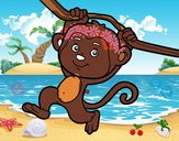Coloring page Monkey hanging from a branch painted byDuhitztasi