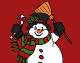Coloring page Snowman with scarf painted byCherokeeGl