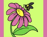 Coloring page Daisy with bee painted byAnia