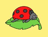 Coloring page Ladybird on a leaf painted byAnia