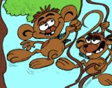 Coloring page Little Monkeys painted byAnia