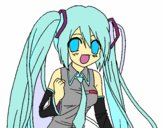Coloring page Miku Hatsune vocaloid painted byLenka