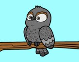 Coloring page Owl on a branch painted byAnia