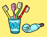 Coloring page Toothbrushes and toothpaste painted byAnia