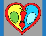 Coloring page Birds in love painted byAnia
