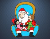 Coloring page Santa with kids painted byAnia