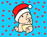Coloring page Baby with Santa Claus Hat painted byAnia