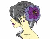 Coloring page Flower wedding hairstyle painted byKhaos