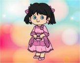 Coloring page Little girl with elegant dress painted byAnia