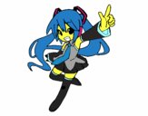Coloring page Miku vocaloid painted byMikuCV01