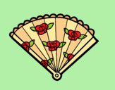 Coloring page Floral hand fan painted byAnia