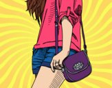 Coloring page Girl with handbag painted byKVilla