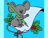 Coloring page Mouse with pencil and paper painted byAnia