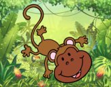 Coloring page Amusing monkey painted byAnia