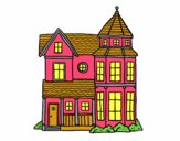 Coloring page Classical manor house painted bybianca