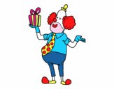 Coloring page  Clown with gift painted bybianca