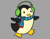 Coloring page Penguin with scarf painted byAnia