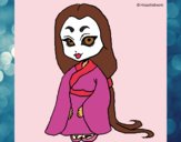 Coloring page Princess in kimono painted byEmerald