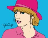 Coloring page Taylor Swift with hat painted byAnia