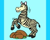 Coloring page Zebra jumping over rocks painted byAnia